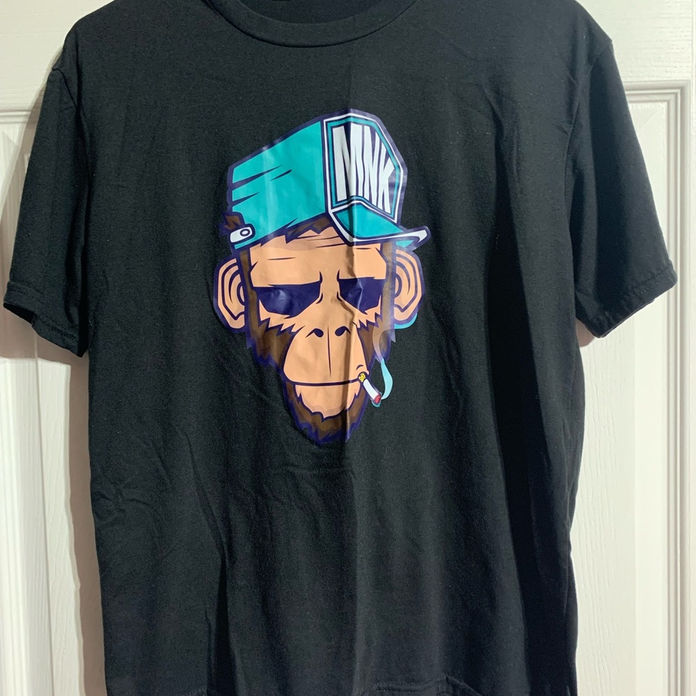 Black T-Shirt with Graphic Monkey Design